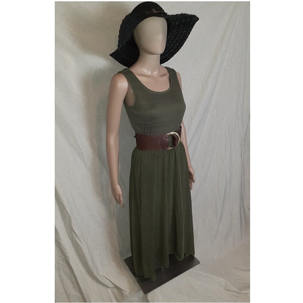 fine crochet/openwork knit topped dress with handkerchief-hem gauzy skirt